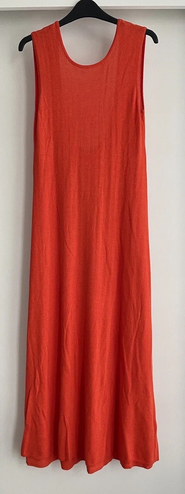 ZARA RED CAROL COTTON BLEND MIDI KNIT DRESS WITH PLUNGING NECKLINE SIZE S BNWT