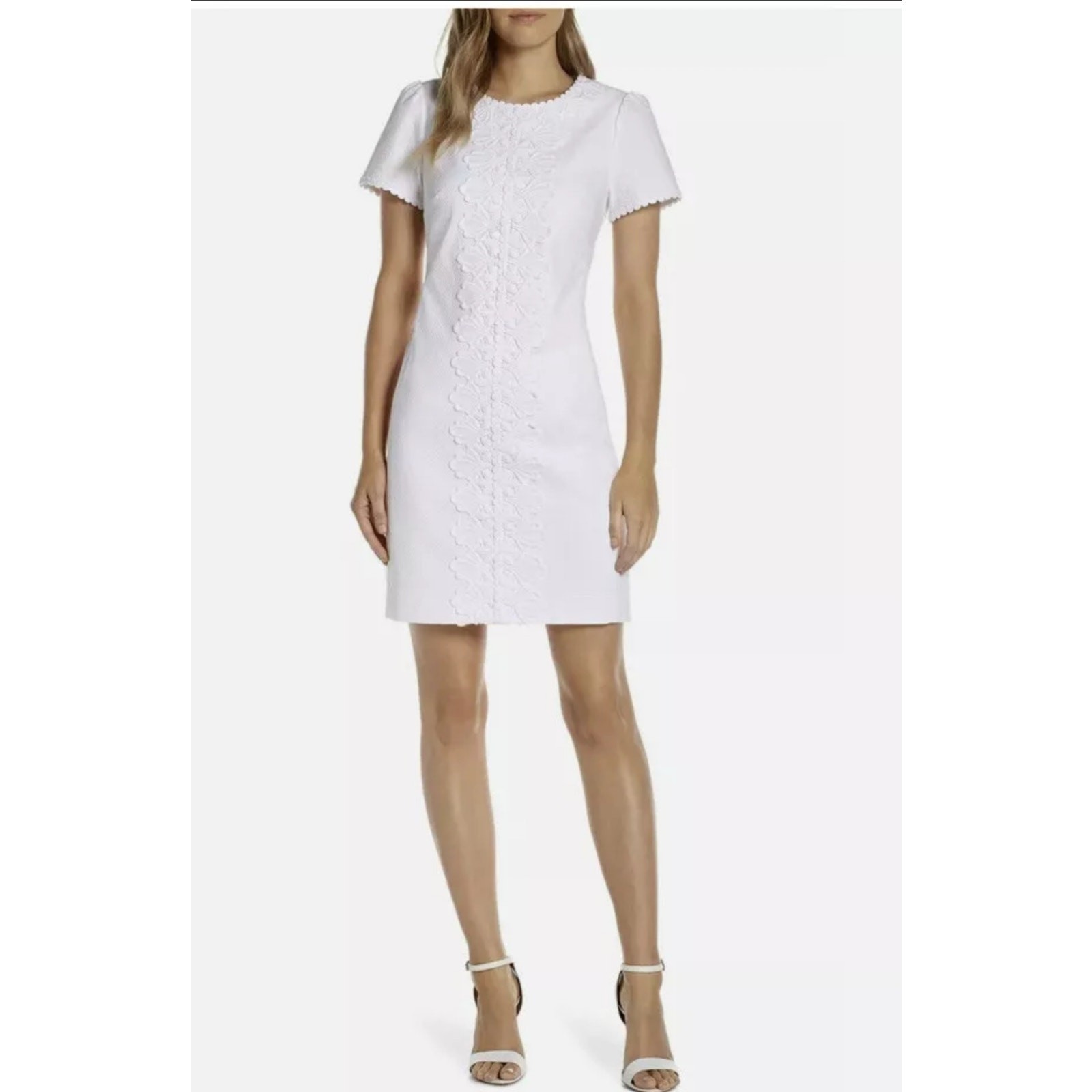 Lilly Pulitzer Maisie Stretch Piqué Shift Dress in Resort White cotton size 8