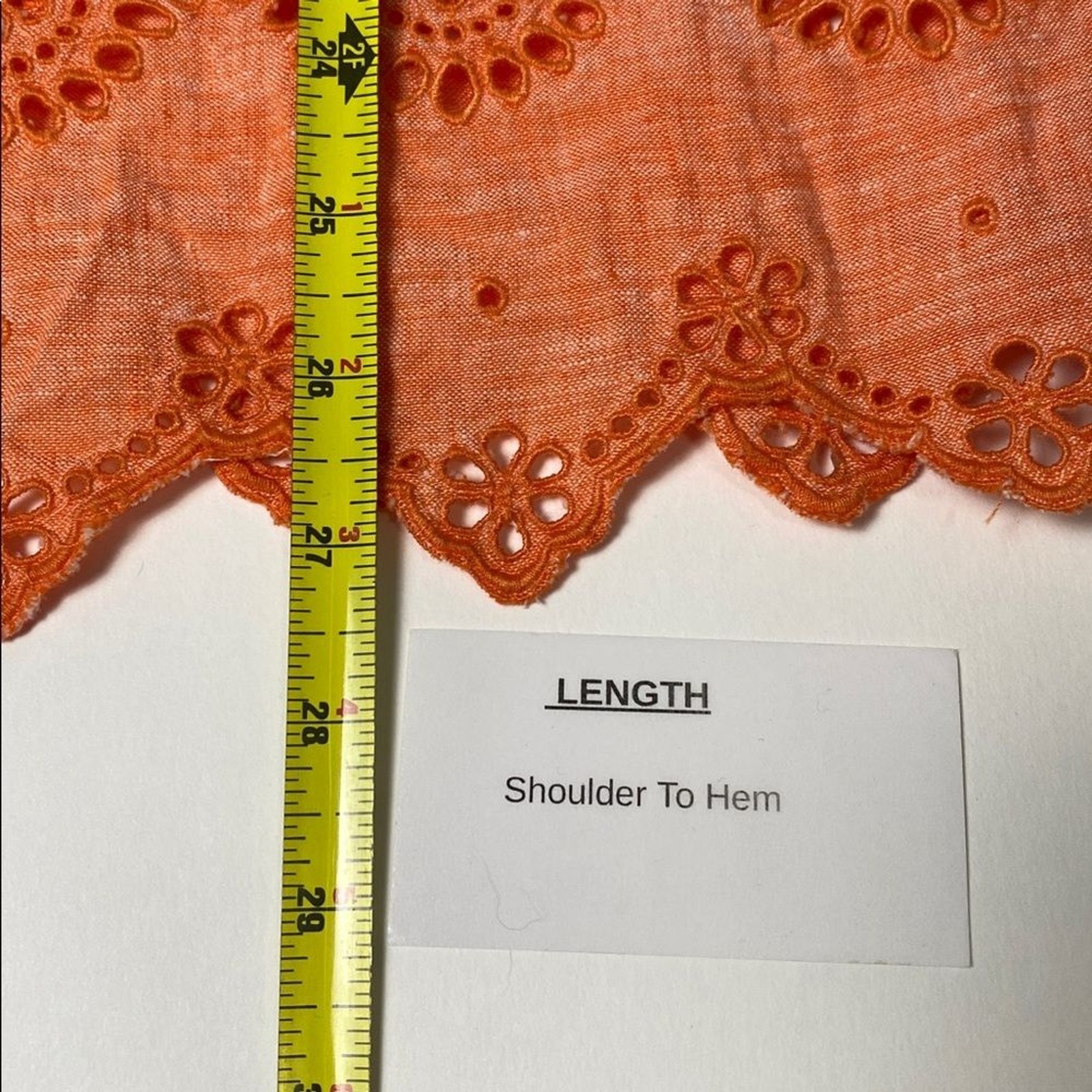 Lands’ End Canvas 1963 Strapless 100% Linen Eyelet Dress Size 10 Orange