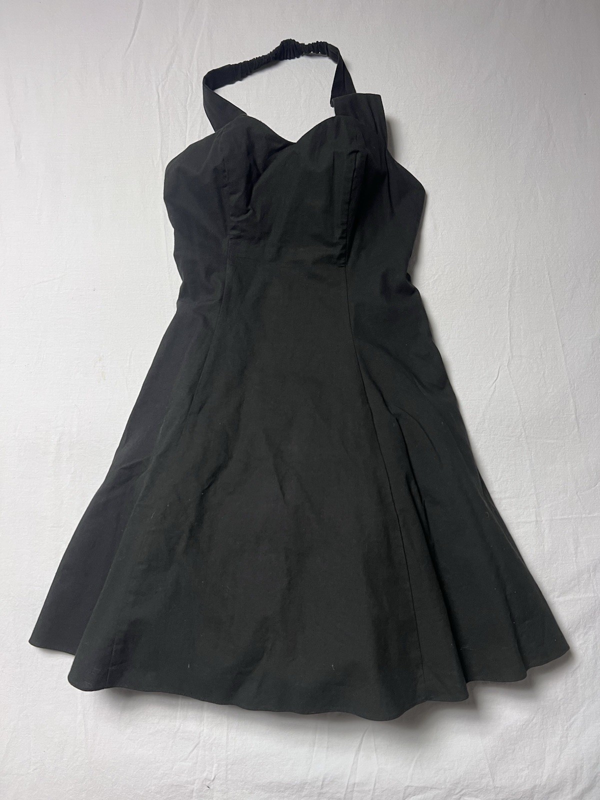 Vintage DBA LA Black Halter Dress Sweetheart Neck Pinup Cocktail Dance Party y2k