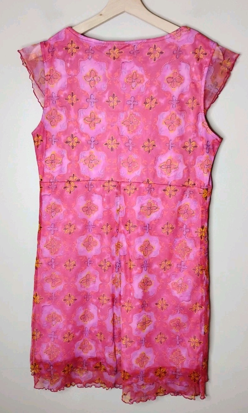 Vintage No Boundaries Pink Flutter Sleeve Babydoll Empire Waist Dress Size L