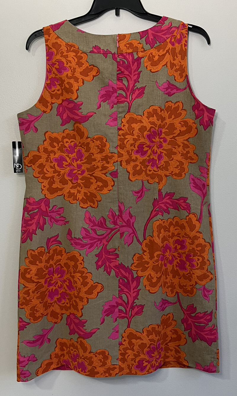 ND New Directions Sleeveless Linen Floral Dress Lined Button Womens Plus 18 New