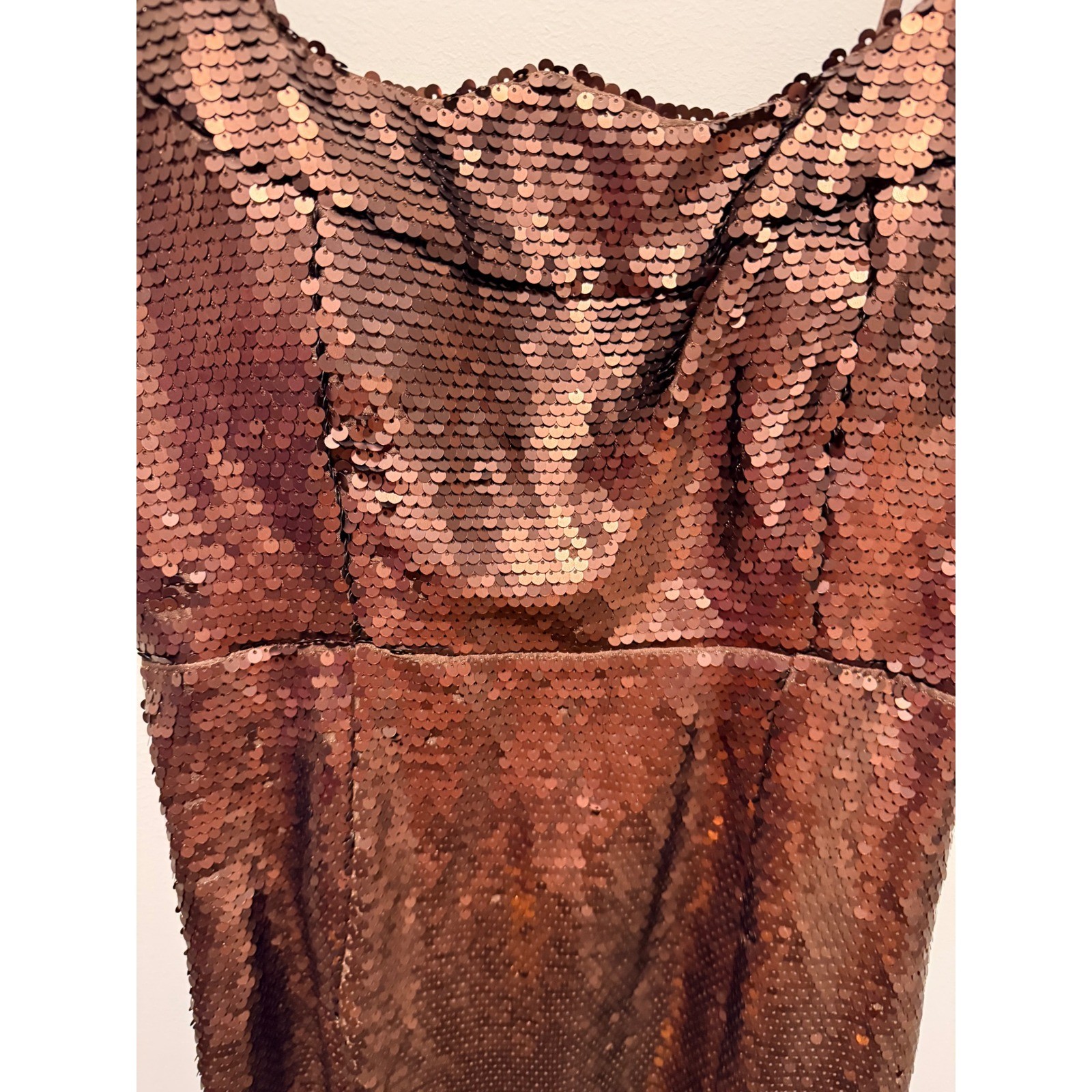 Violet Weekend Brown Sequin Maxi Dress Prom Formal Gown Side Slit Size 11/12