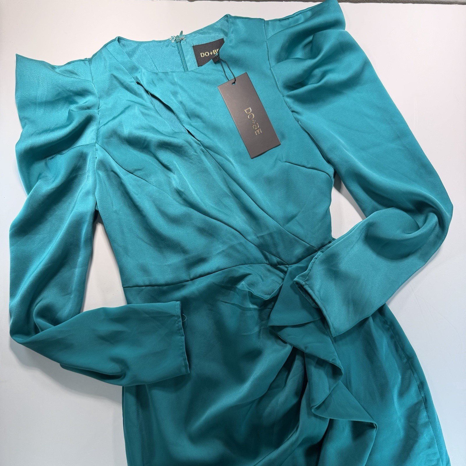 Do + Be Women’s Turquoise Blue Long Sleeve Cocktail Dress Semi Formal NWT S