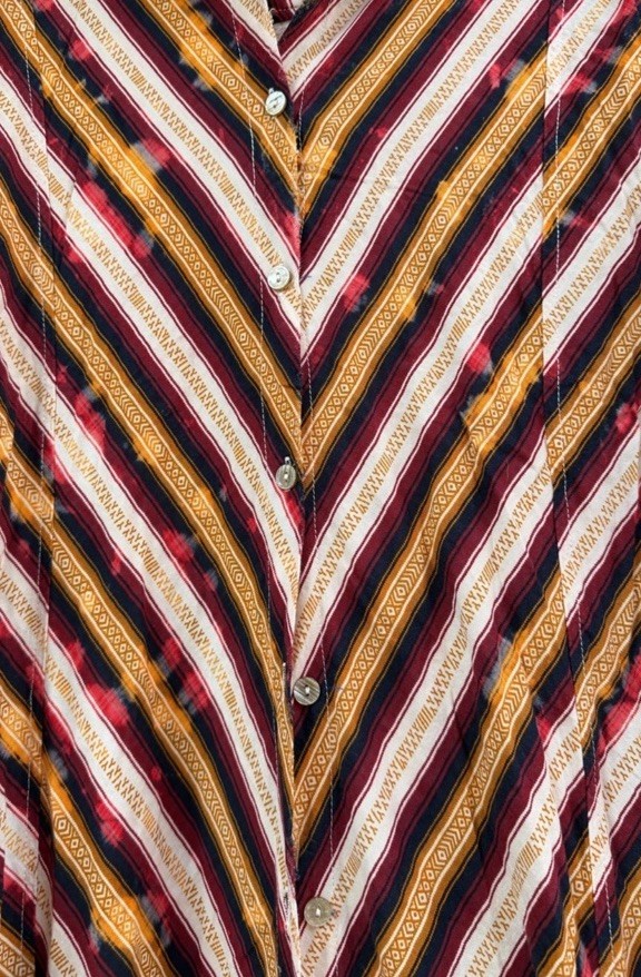 Jaded Gypsy Multicolor Striped Button Front Long Sleeve Maxi Dress L/XL