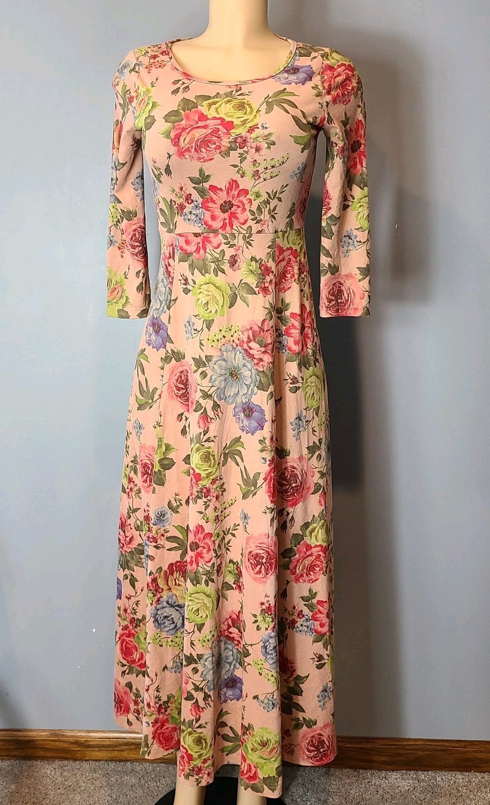 Orange Creek Boho Maxi Dress Women Size S Brushed Knit Garden Party Floral