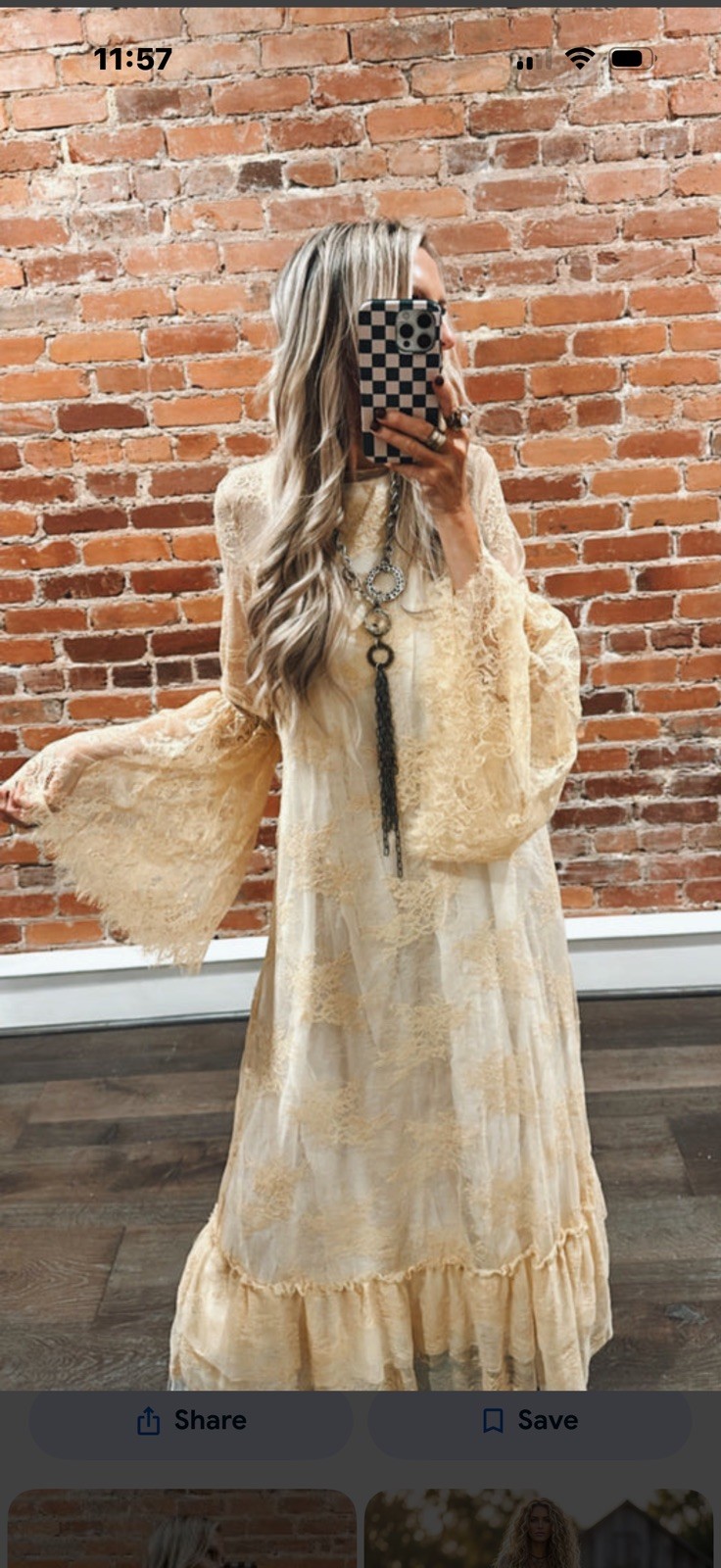 NWT Jaded Gypsy Ivory Bohemian Garden Tea Length Floral Lace Dress O/S
