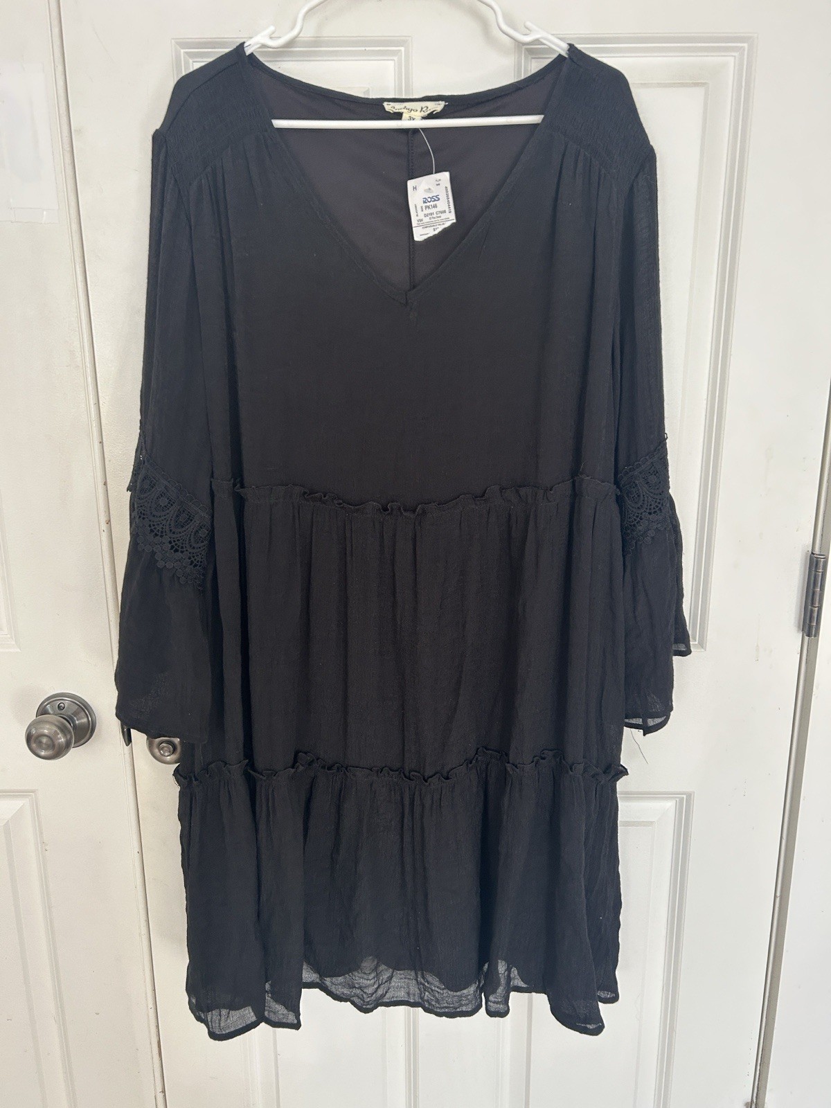 Indigo Rose Peasant Dress Women Size 3X Black Rayon Flowy Boho Cottage NWT
