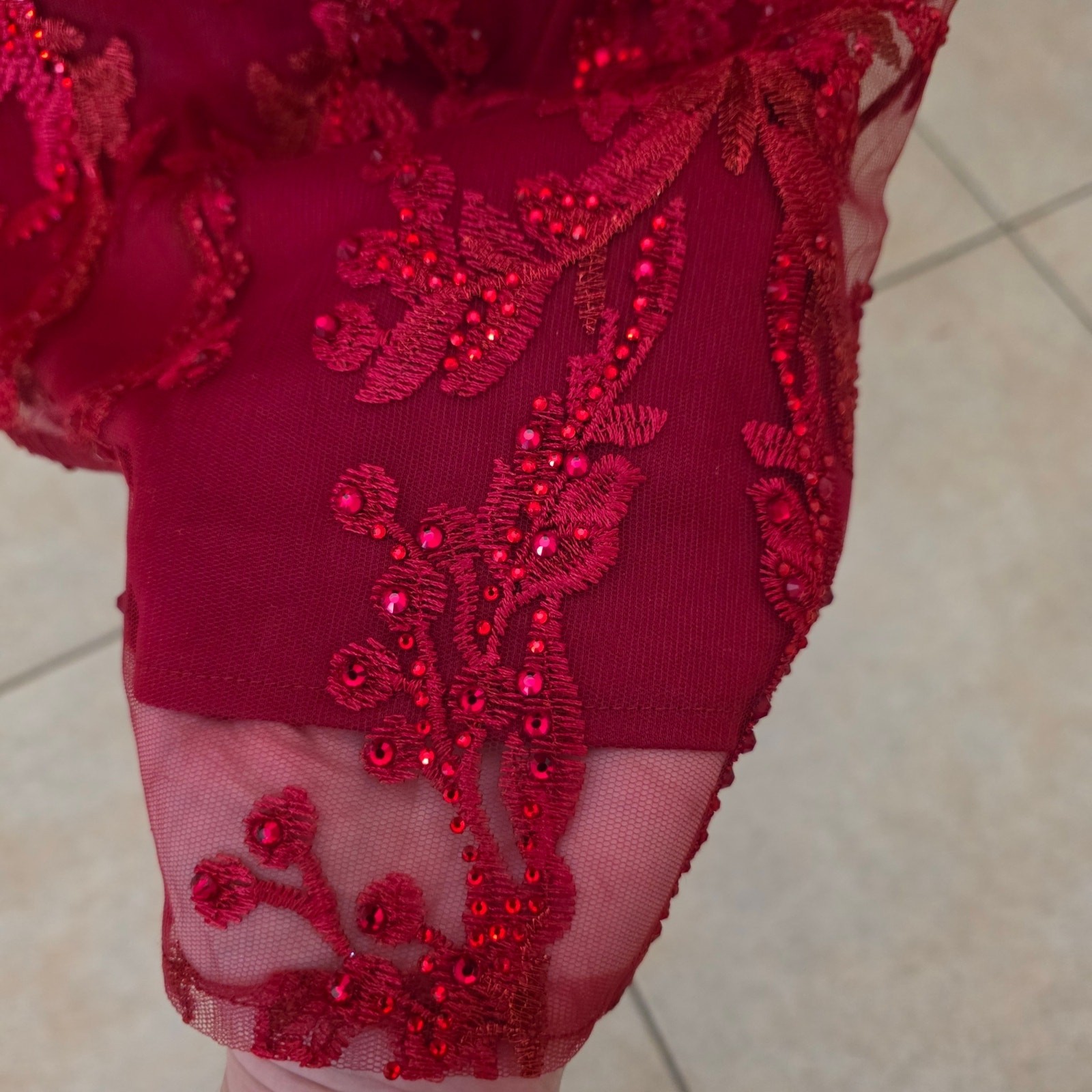 Mac Duggal 20330 Red Beaded Formal Dress Embroidered Evening Gown Maxi 12