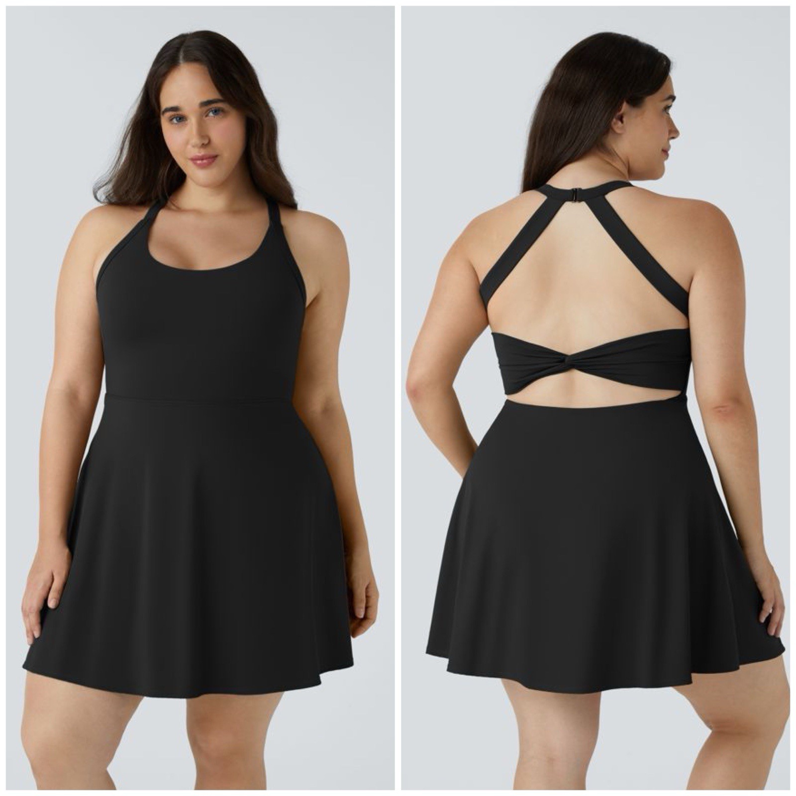 Halara Backless Cut Out Twisted Side Pocket 2-in-1 Mini Barre Ballet Dance Dress