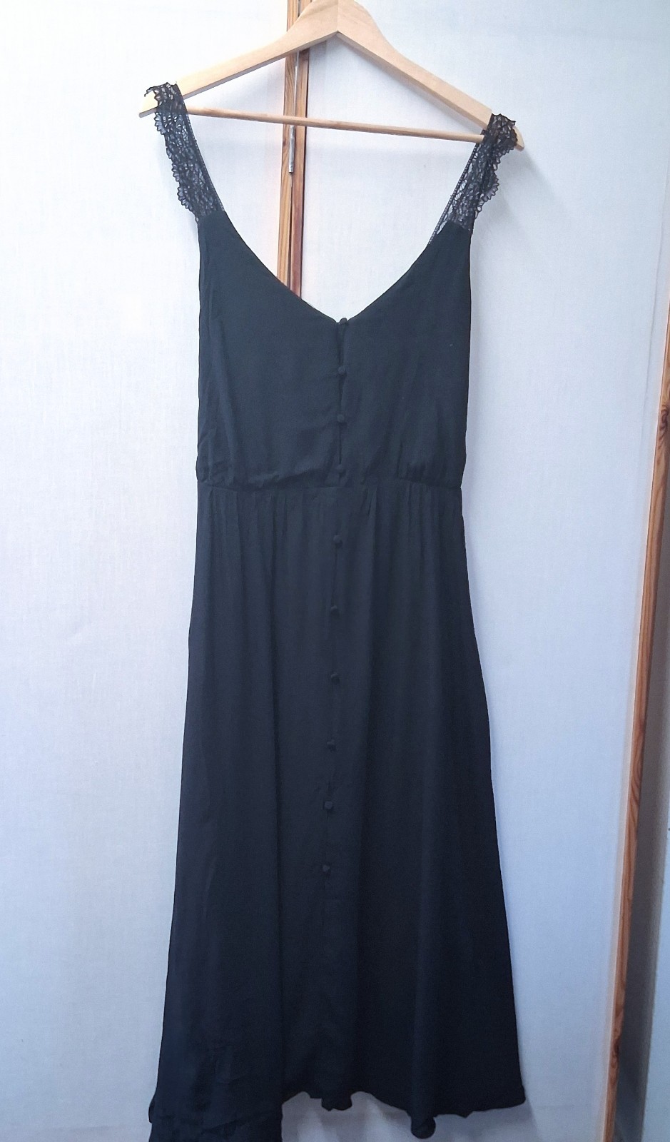 La Redoute Black Cami Summer Dress Size 12 Floaty V-Neck Smart Casual lace /U05