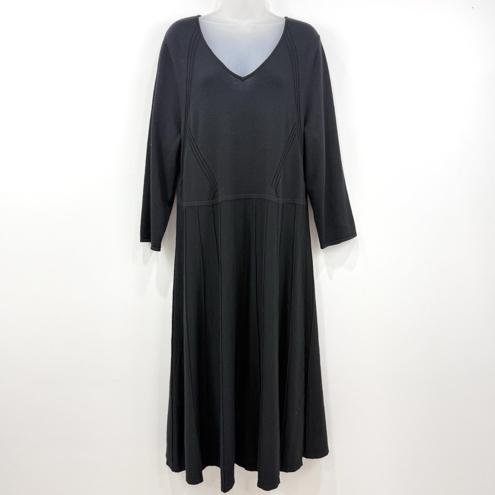 Talbots 100% Merino Wool Sweater Dress Women’s XL Black Quiet Luxury Capsule