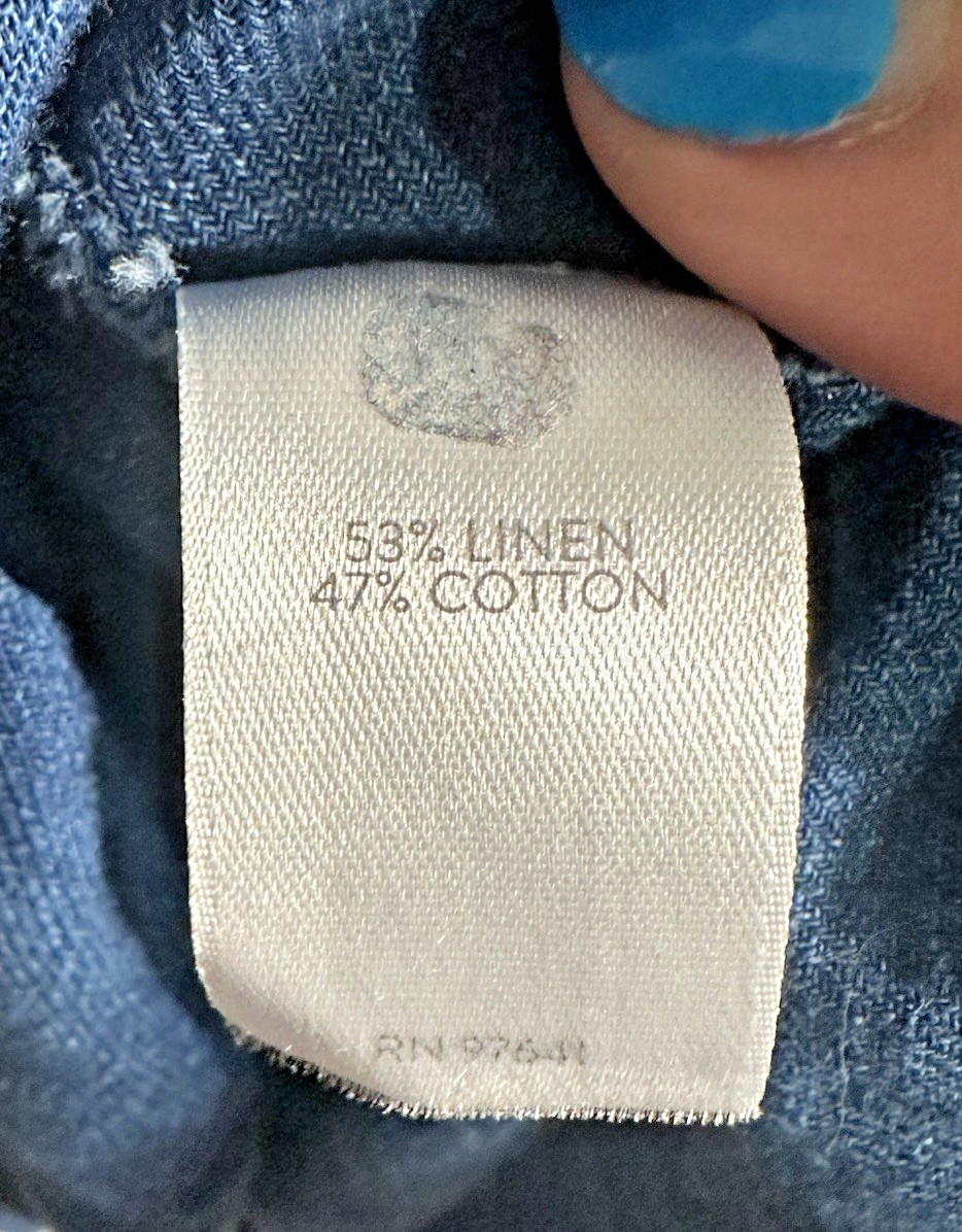 J. Jill Denim Blue Linen Cotton Sleeveless Midi Shift Dress Tall Medium