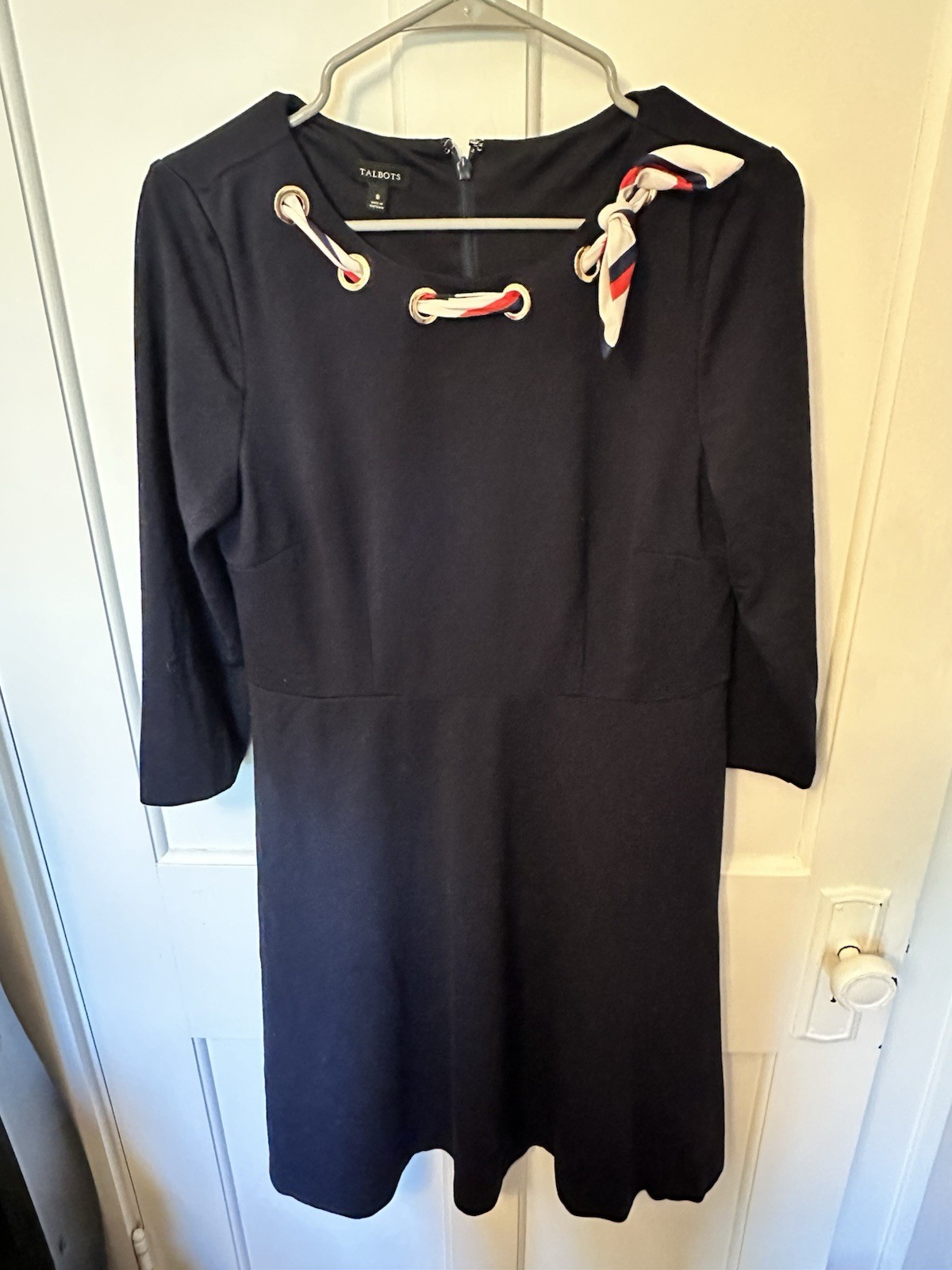 Talbots Women’s Dress Navy Blue Preppy Nautical Patriotic Spring Office Size 8