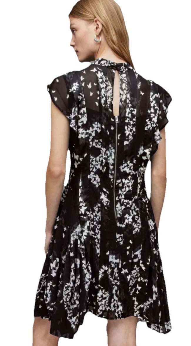 All Saints Fleur Orsino Butterfly Black Dress UK14 US10