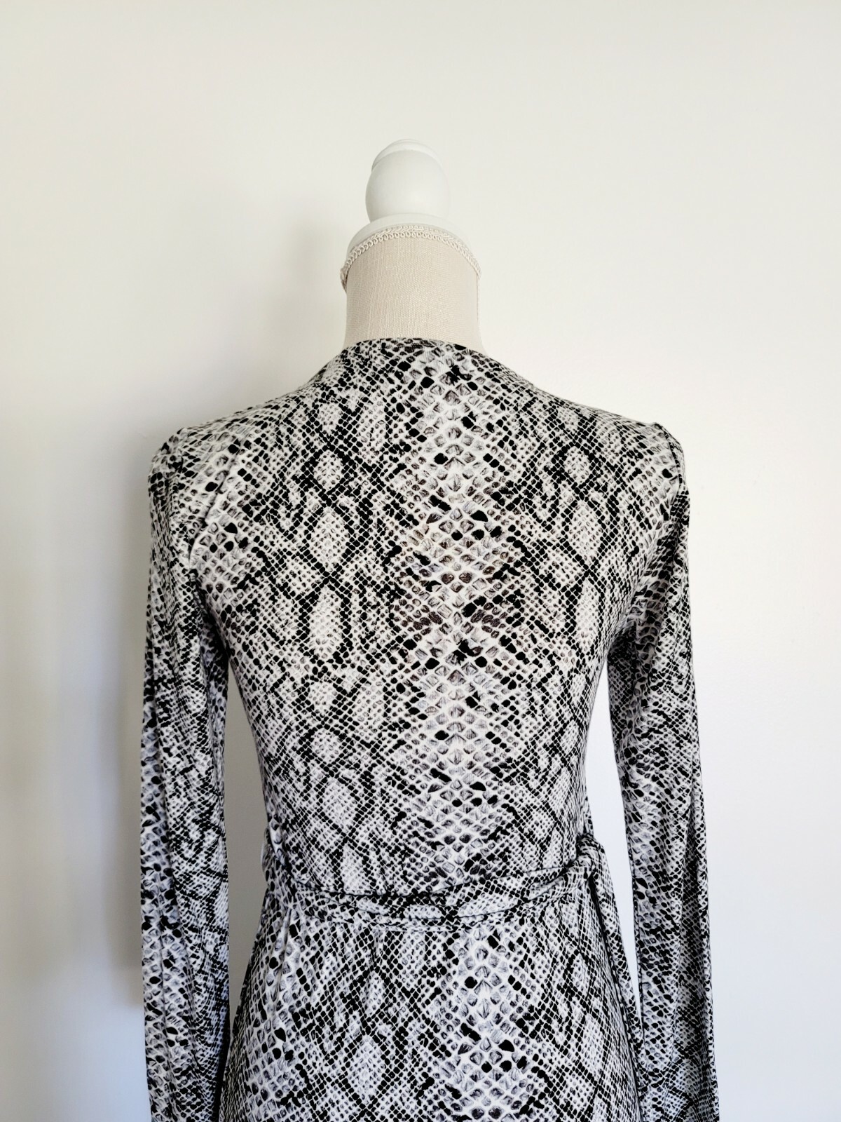 Good American Black White Python Runaround Midi Maxi Wrap Snakeskin Dress Small