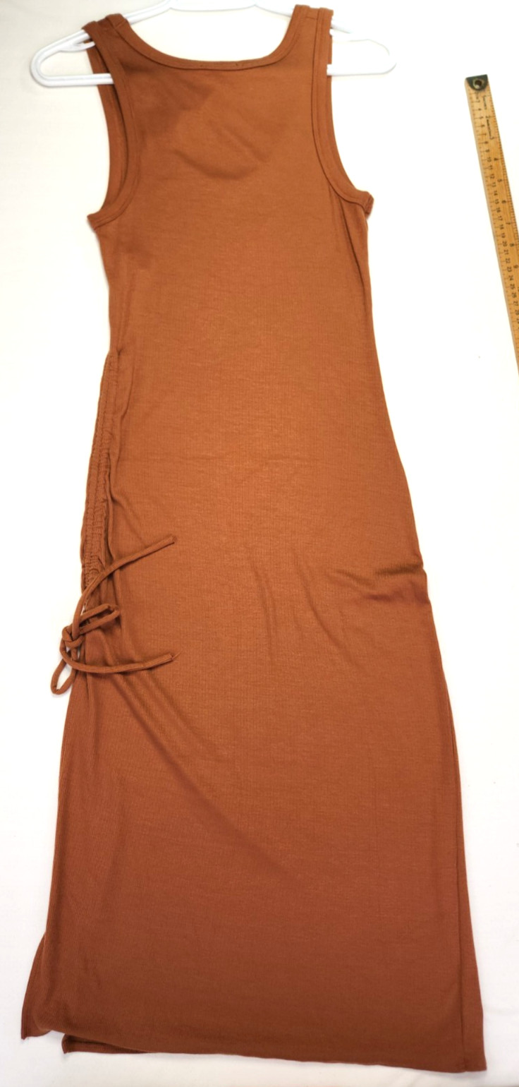 J.Crew sleeveless round neck casual rib maxi tank dress side split NWT Small