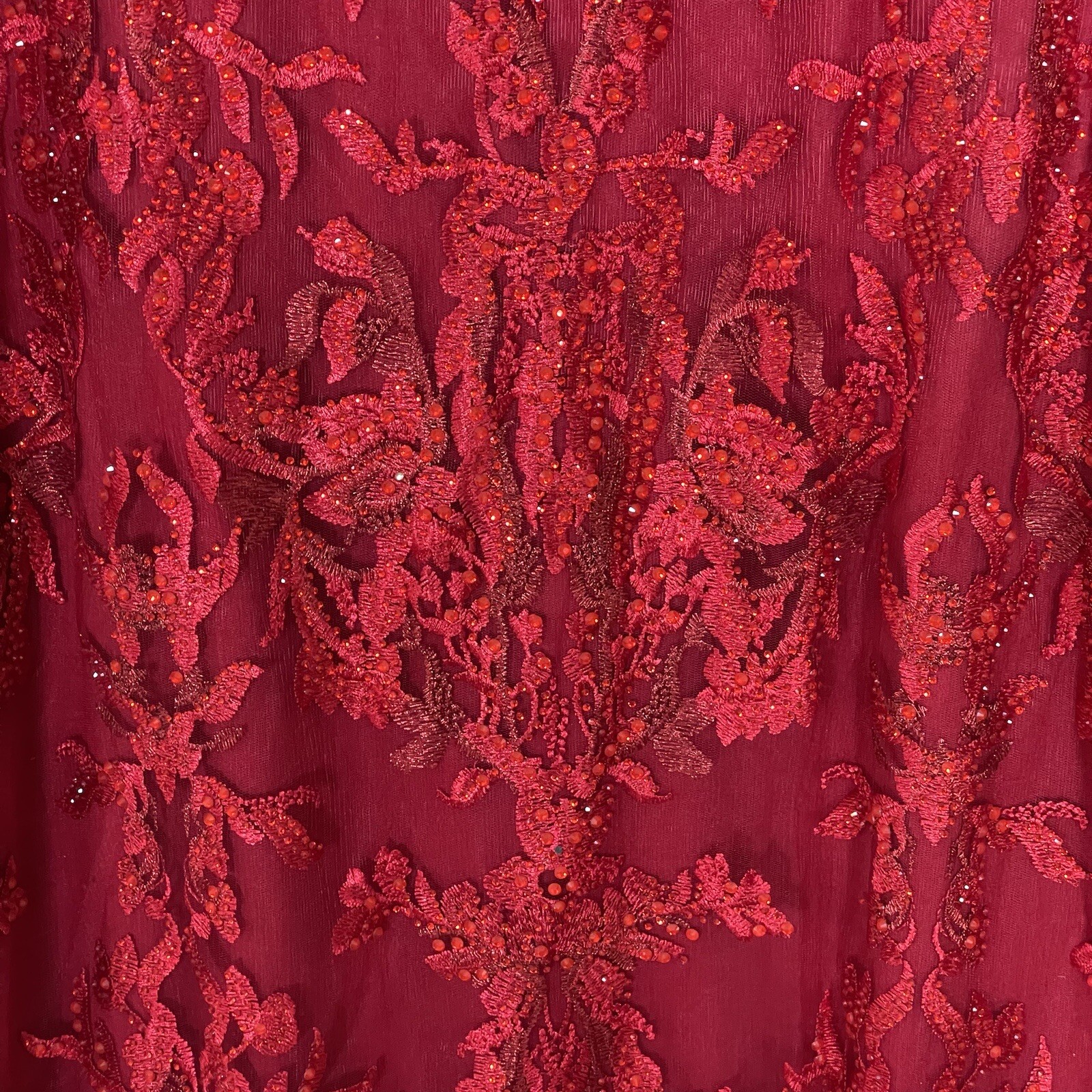 Mac Duggal Gown Dress Womens Size 18 Mermaid Red Lace Sequin Beaded 20330 $798
