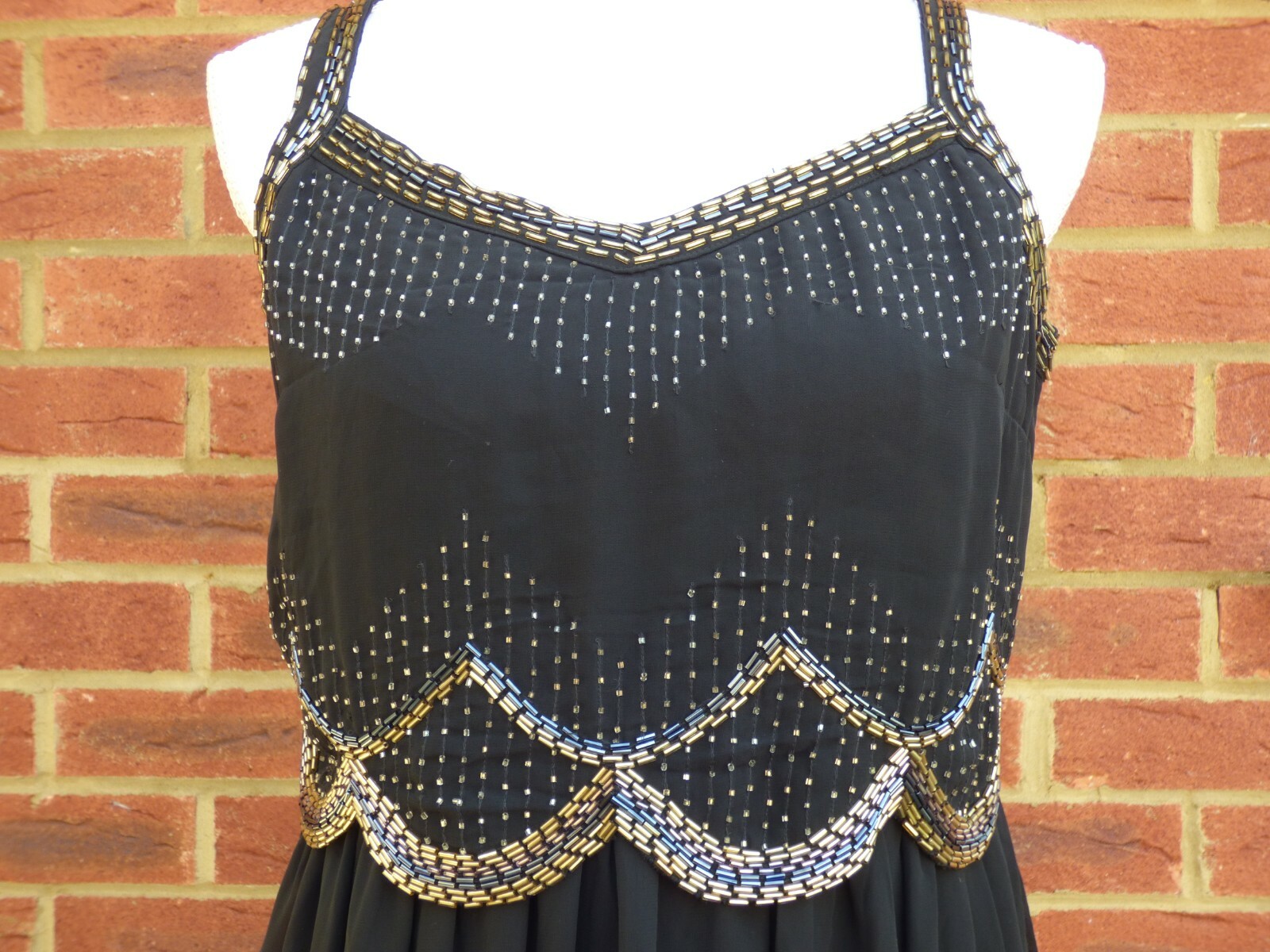 BNWT Womens Little Mistress Black Embellished Beaded Ballgown Prom Maxi Dress 12