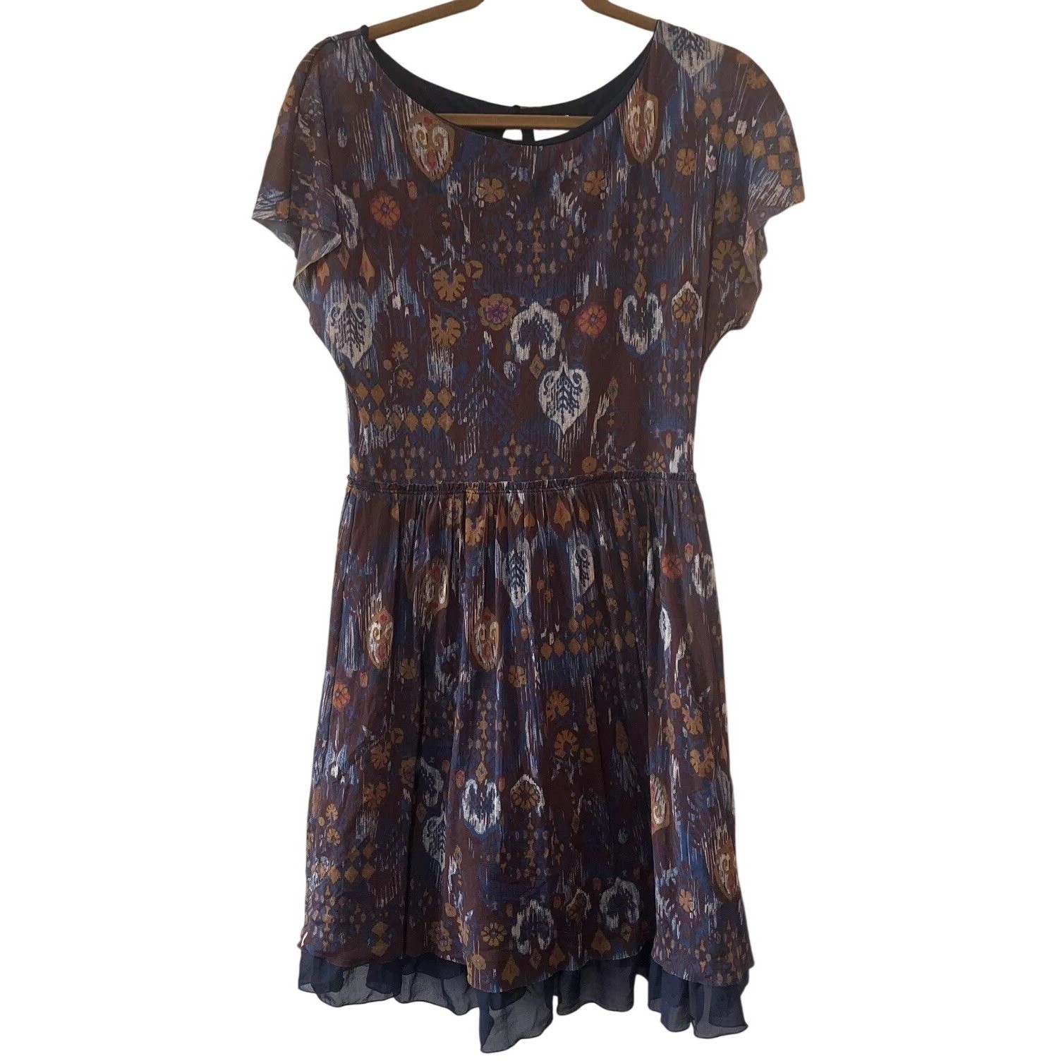 Anthropologie Weston Wear Caraz Ikat Dress Medium Fit And Flare Tulle Fairy Boho