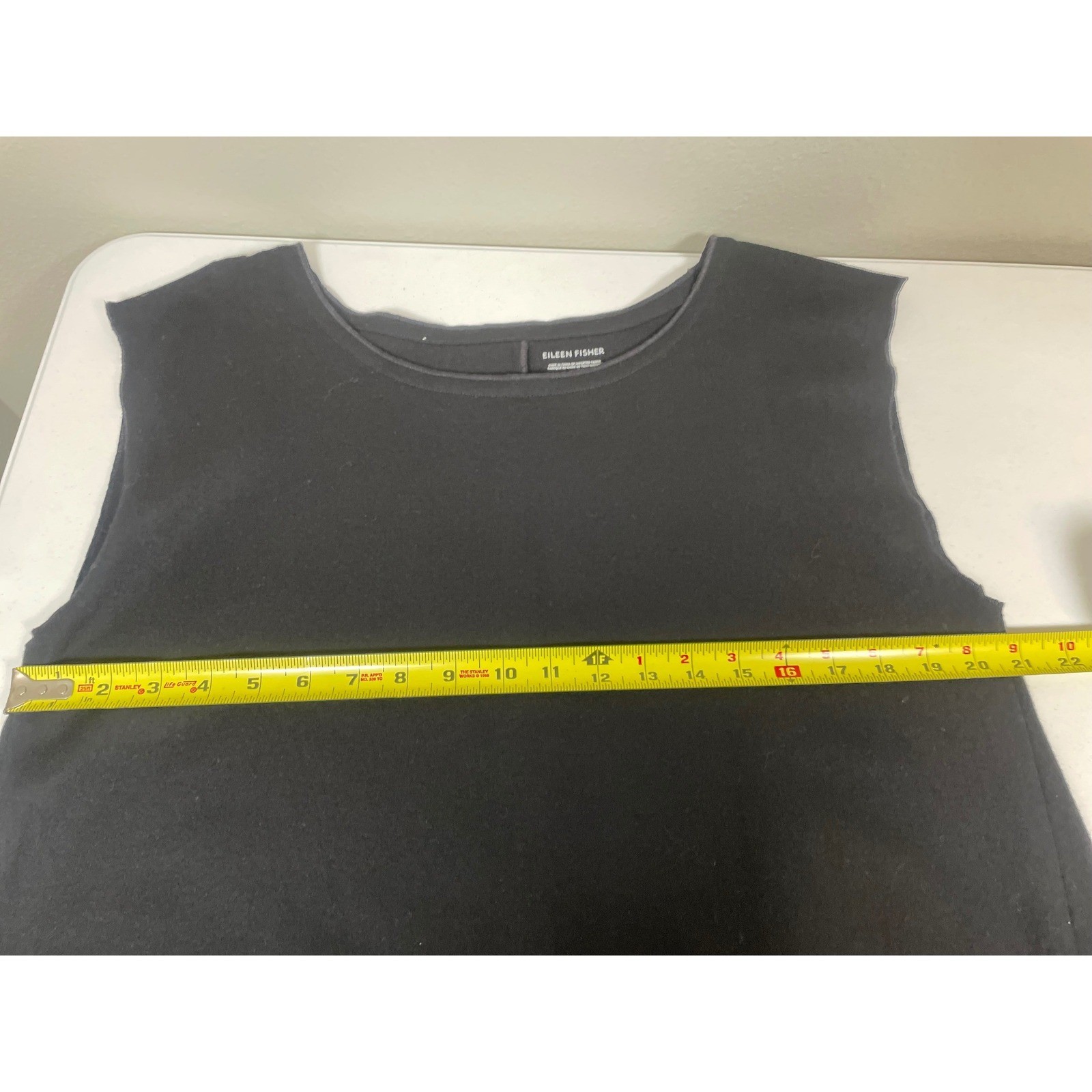 Eileen Fisher 100% Wool Shift Dress Women’s Large Black Sleeveless Mini