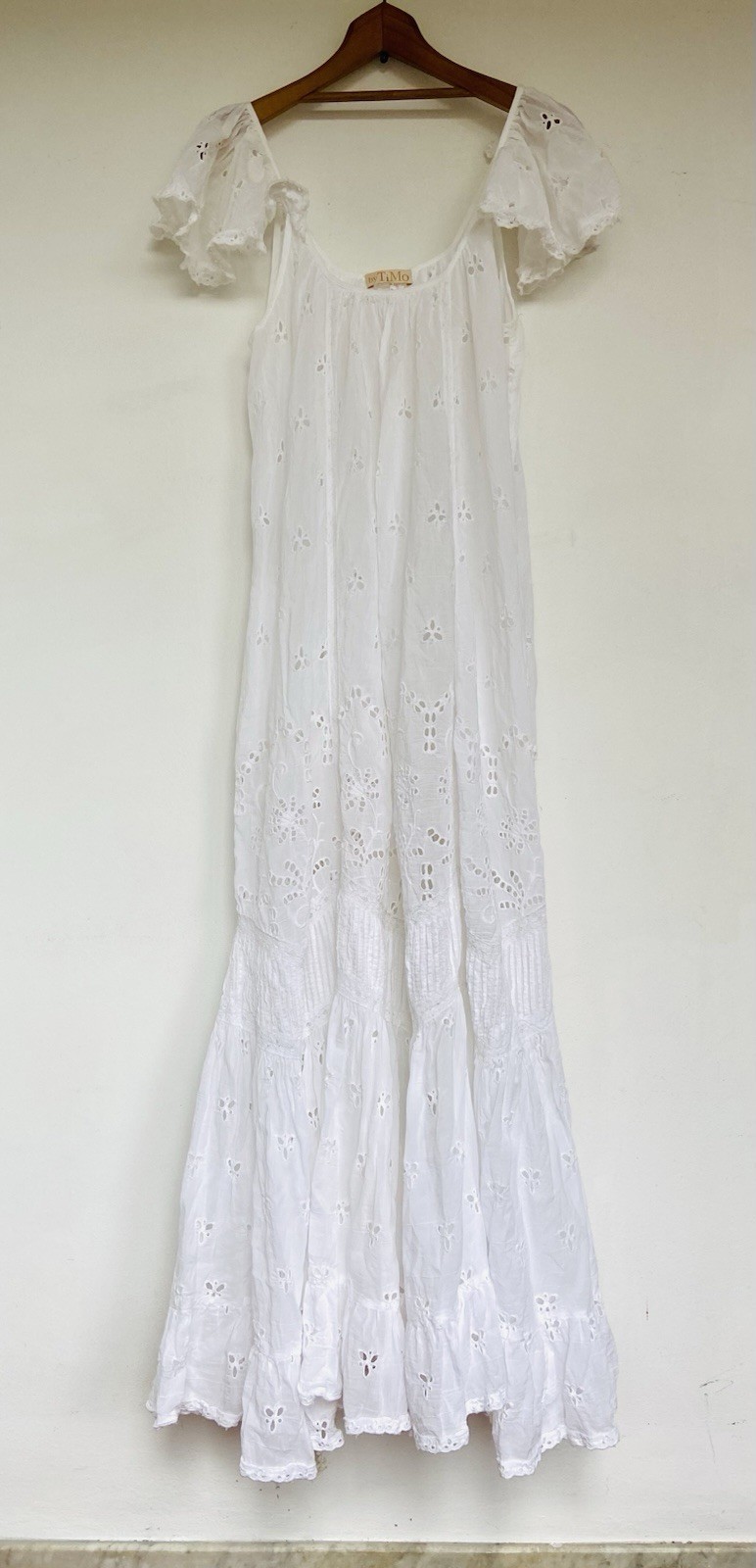 ByTIMO Broderie Anglaise White Cotton /viscose Maxi Dress Ladies SZ S 8 – 10