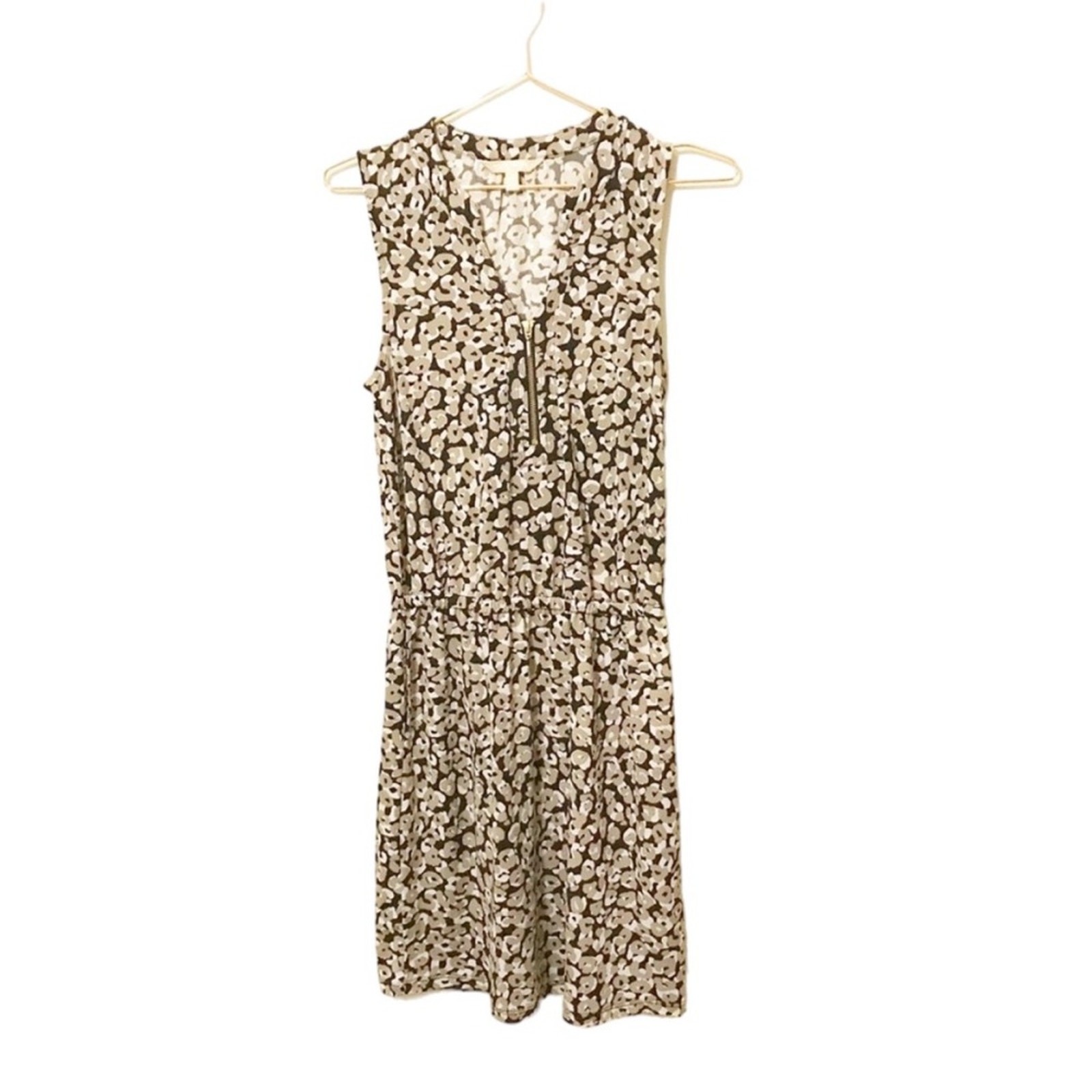 Banana republic factory animal print 1/4 gold exposed front zipper sleeveless