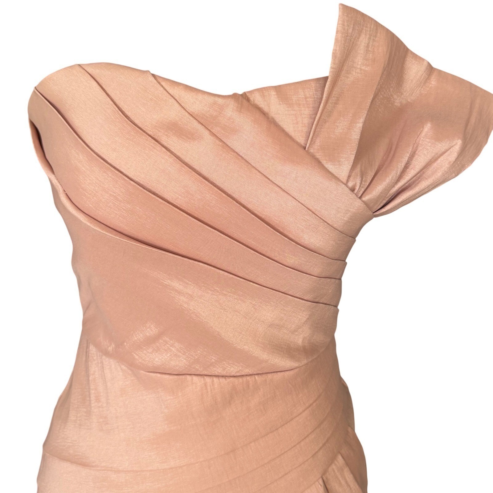Strapless Pleated Cocktail Dress Pink/Peach Rose Gold Mini