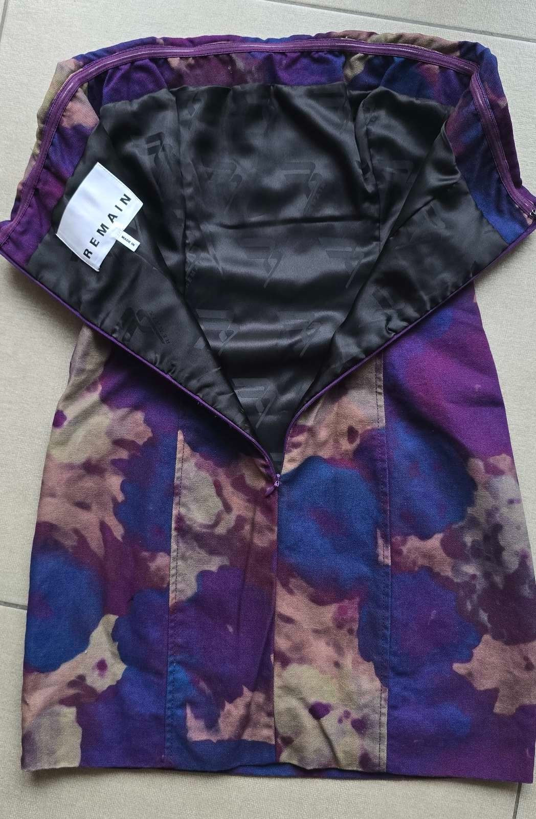 REMAIN BIRGER CHRISTENSEN Strapless Printed Cotton Mini Purple Dress Size S US-6