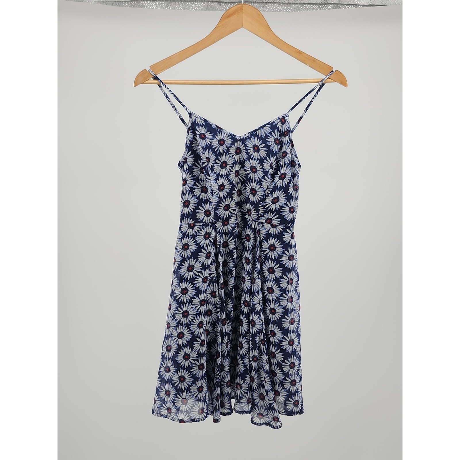 Fire Los Angeles Womens Blue Daisy Floral Mini Dress Boho CottageCore Size XS