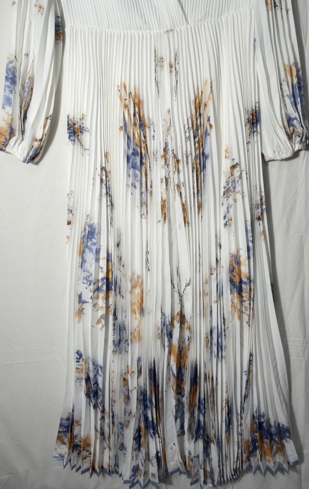 Fehaute V-Neck Long Sleeve Painted Dress Wedding Elegant Ankle Length Size 6