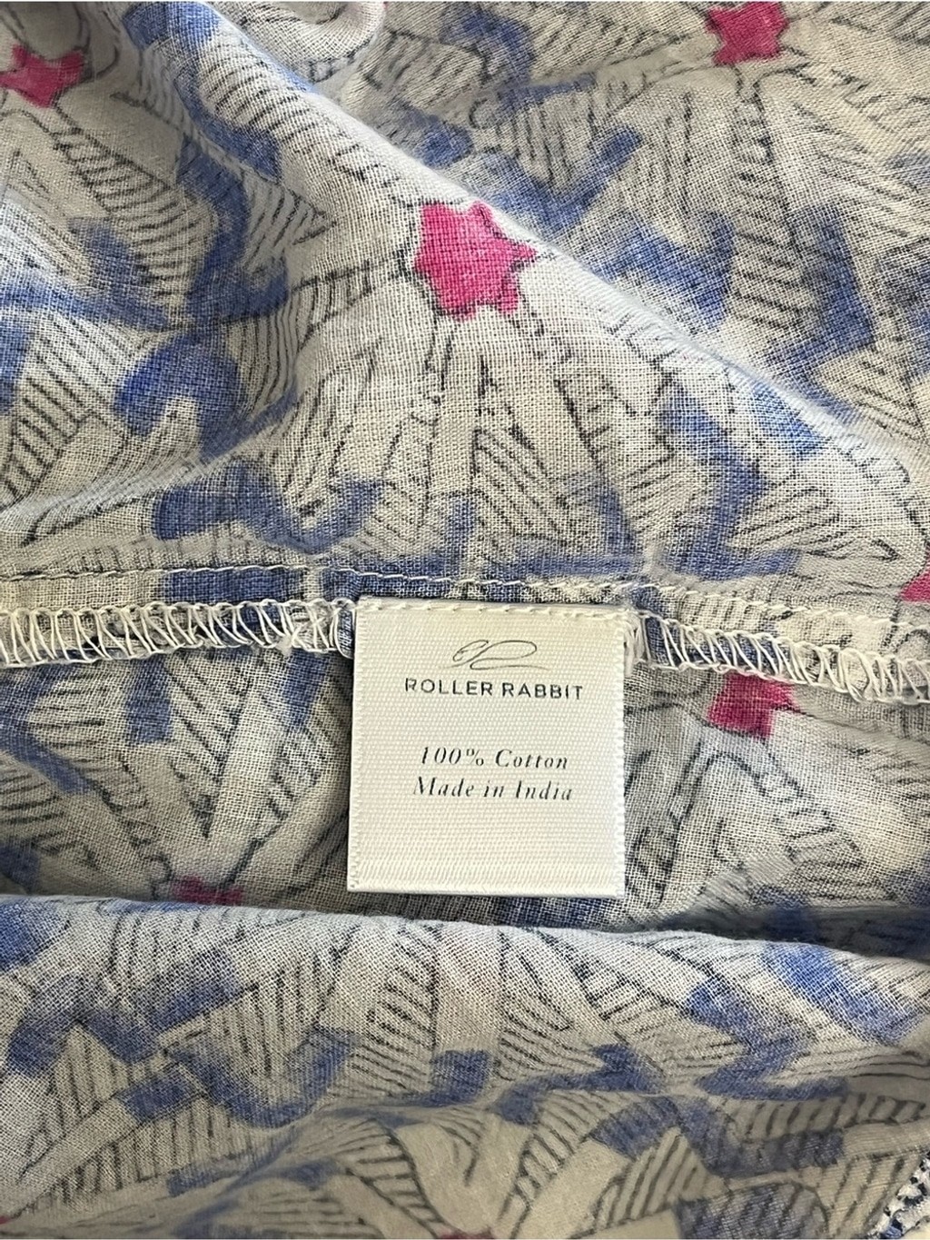 Roller Rabbit Printed Cotton Coverup Dress Tunic Sz M EUC