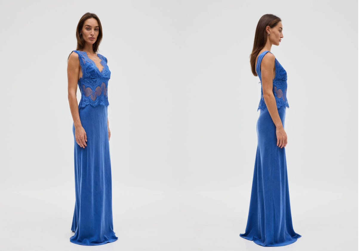 Third Form Women’s Visions Lace Floor Length Azure Blue Dress US Size 4