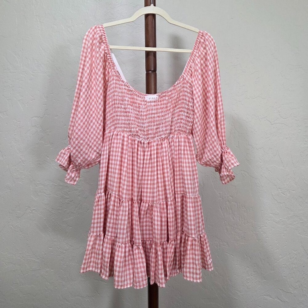 Mable Pink Gingham Smocked Tiered Dress