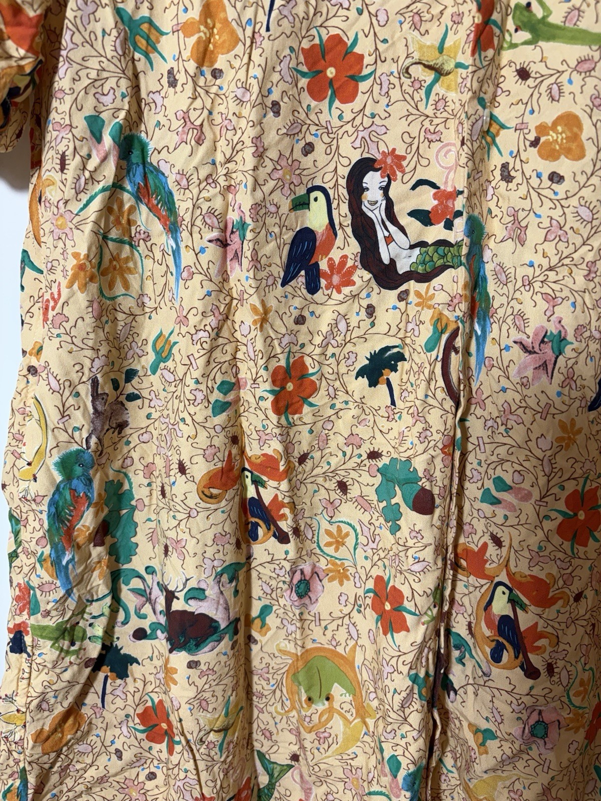 Tsumori Chisato x Niko and … Collab Shirt Dress Tropical Animals Nature Sz L