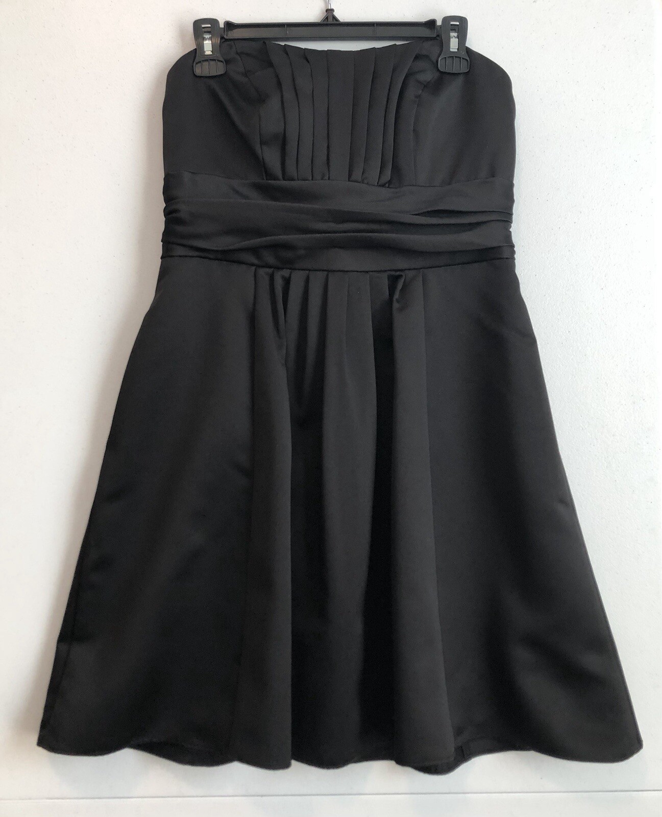 David’s Bridal A-Line Dress Women 10 Black Strapless Sweetheart Neck Short Zip