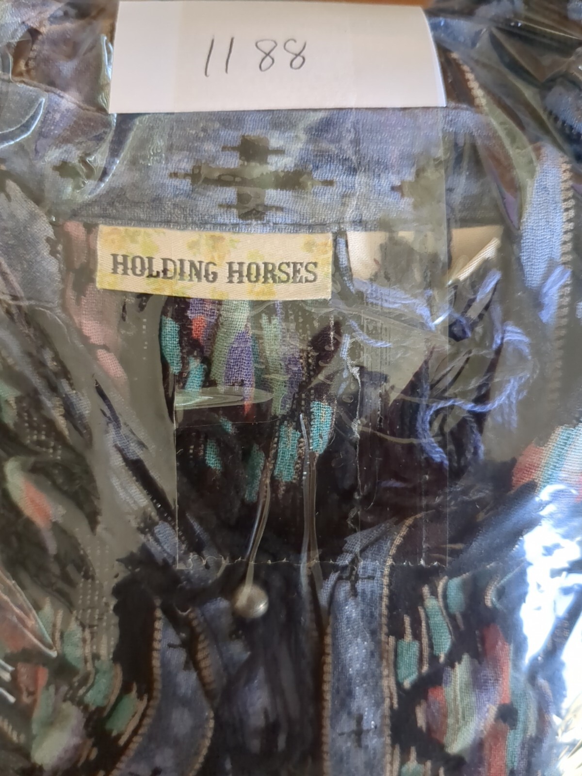 Holding Horses Anthropology Women’s Southwest Print Dress Ruffle Tassles XS Blue