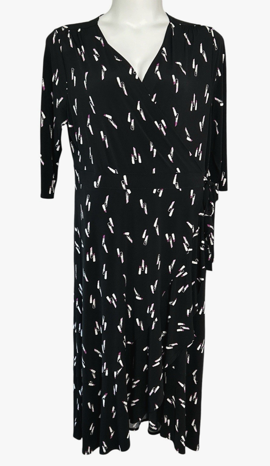 Lane Bryant Lipstick Stretch Jersey Knit Faux Wrap HI LO MAXI Dress, Size 18 20