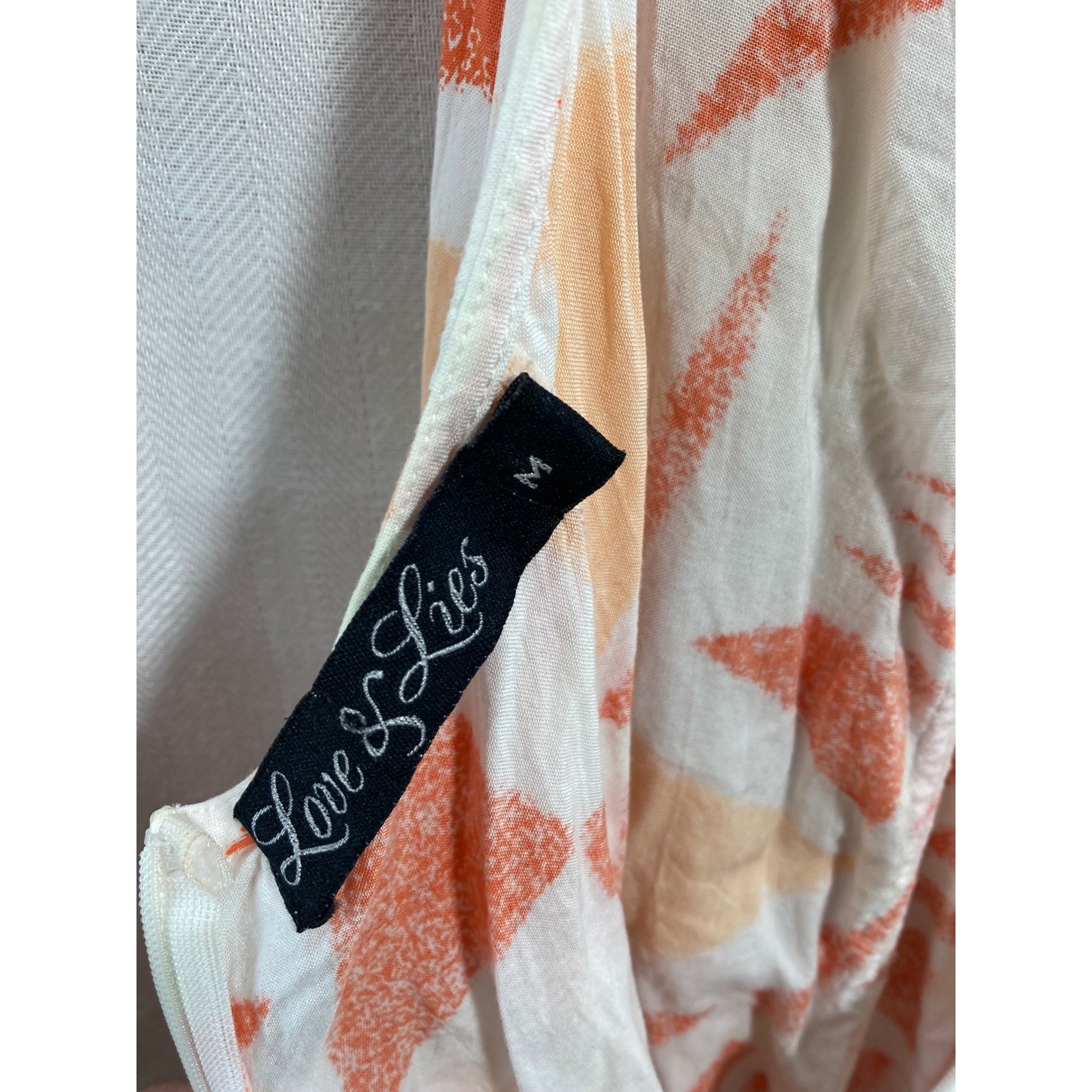 Love Lives Orange Geometric Print Lace Up Back Midi Dress Women’s M Resortwear
