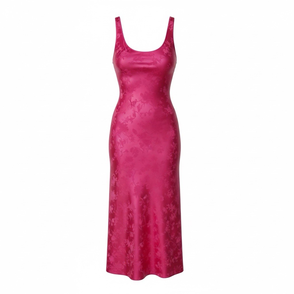 Rumored Womens Midi Dress NWT, Fuschia Pink, Floral L Summer, Slinky, Pull On