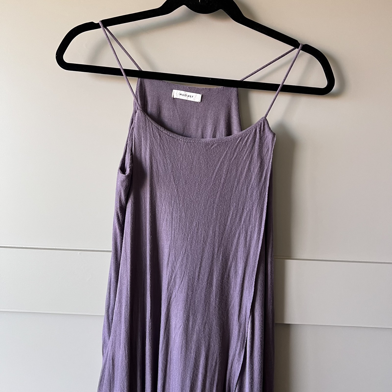Mod Ref Dress Womens Medium Purple Gray Maxi Sleeveless Halter Drape Beach Boho