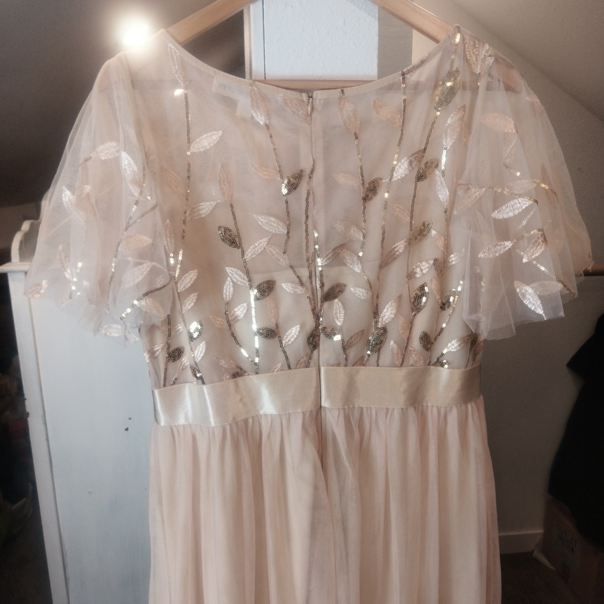 Ever Pretty Gold Sequin Floral Tulle Fairy Party Maxi Dress Bridal Glamour 4XL