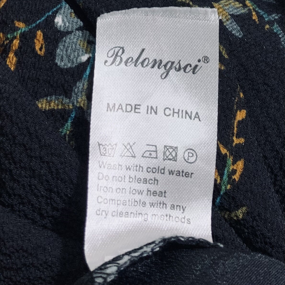 Belongsci Dress Womens Small Black Multicolor Floral Tiered Sleeve Zip Up