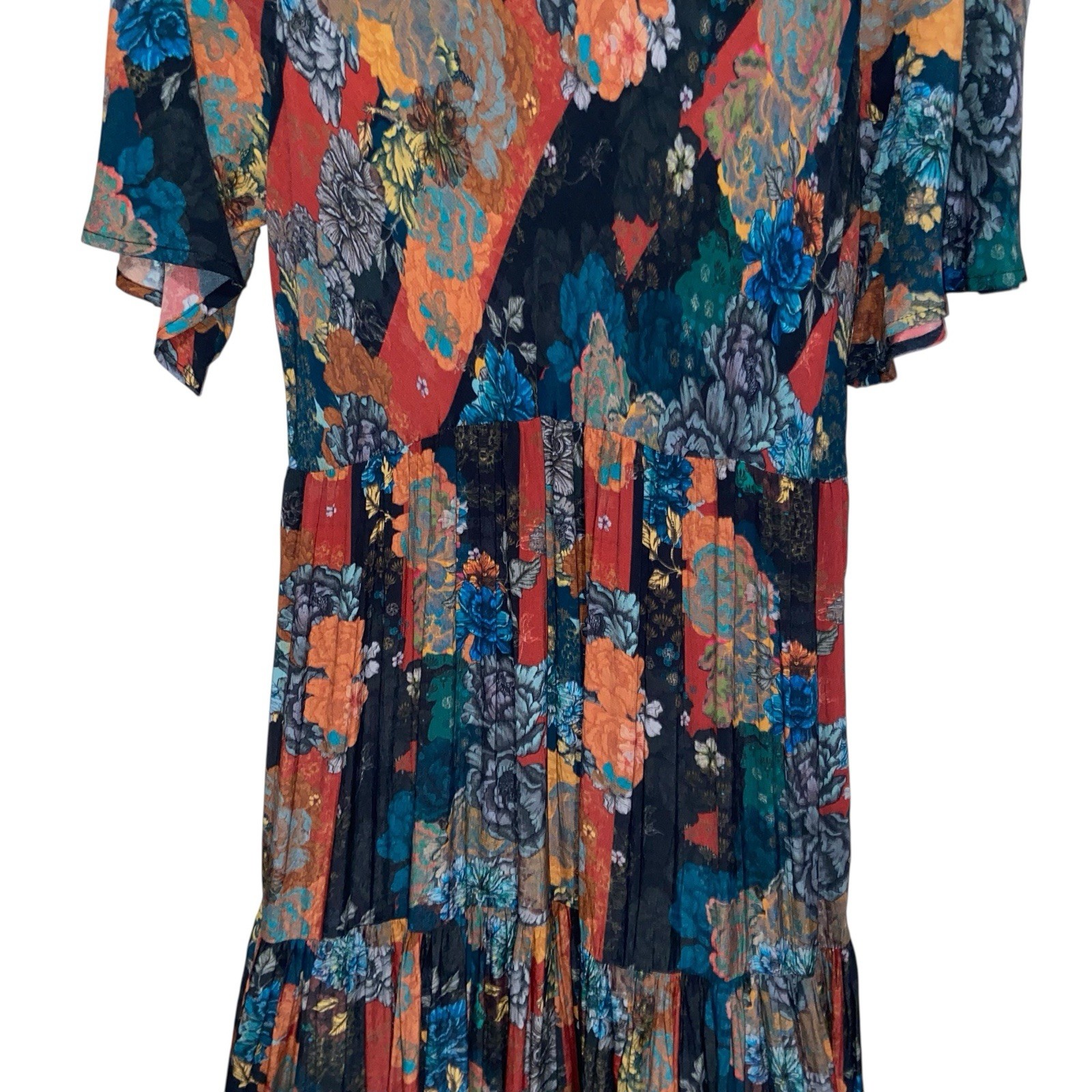 Soft Surroundings Dress Womens Large Tiered Patchwork Cottagecore Boho Mirabelle