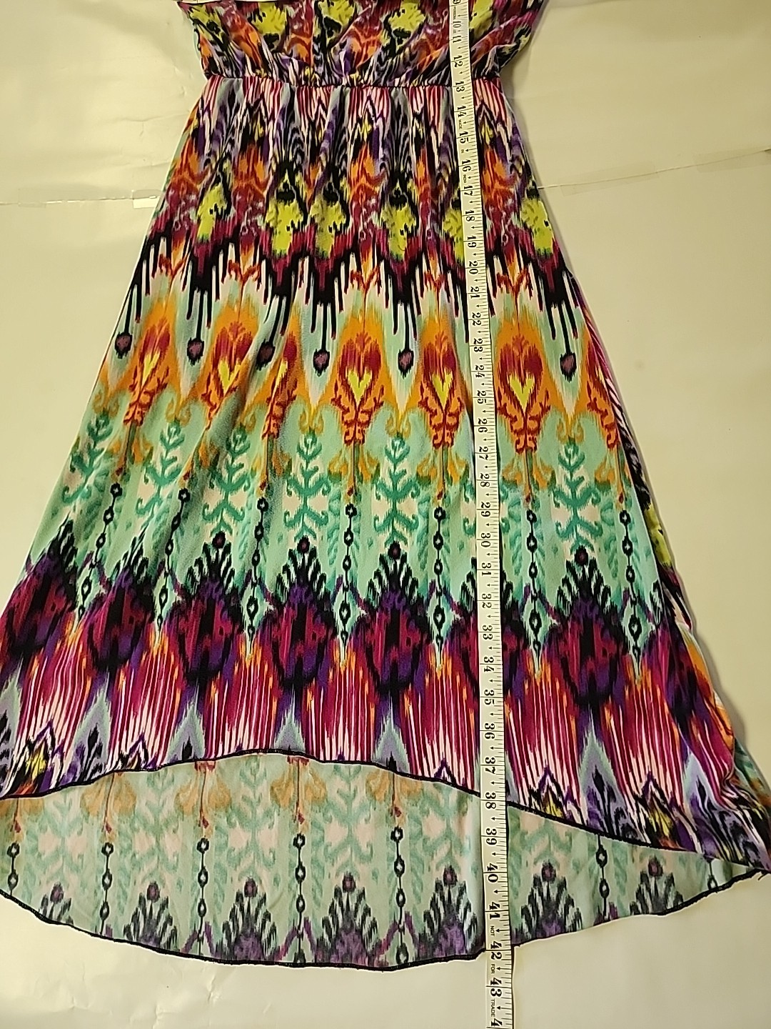Squeeze Multicolored Elastic Waist Lace back Sleeveless Maxi Dress sz L
