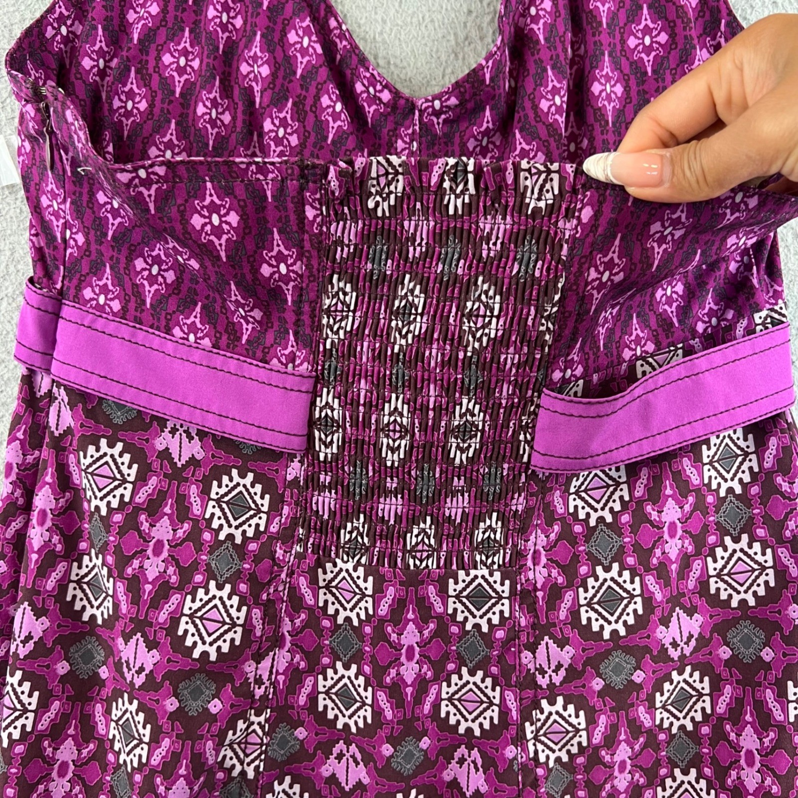 Athleta Sundress polyester&spandex halter backless sz 6 Purple side zipper