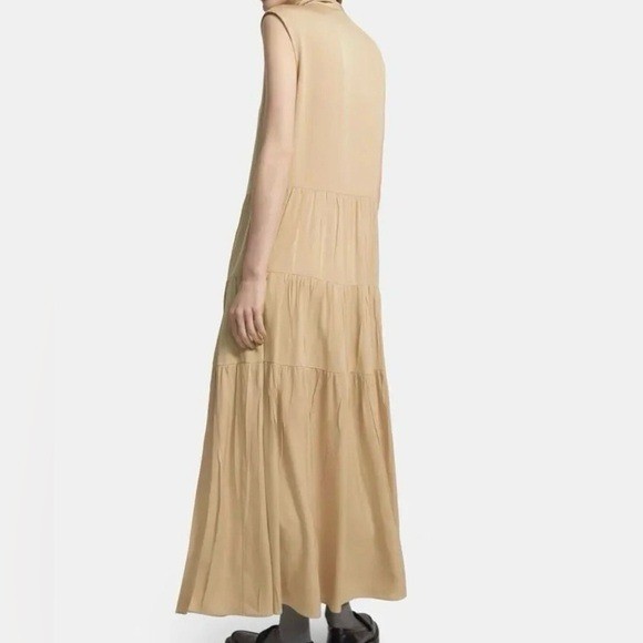 Theory Project Tiered Georgette Maxi Dress In Wheat Size 4