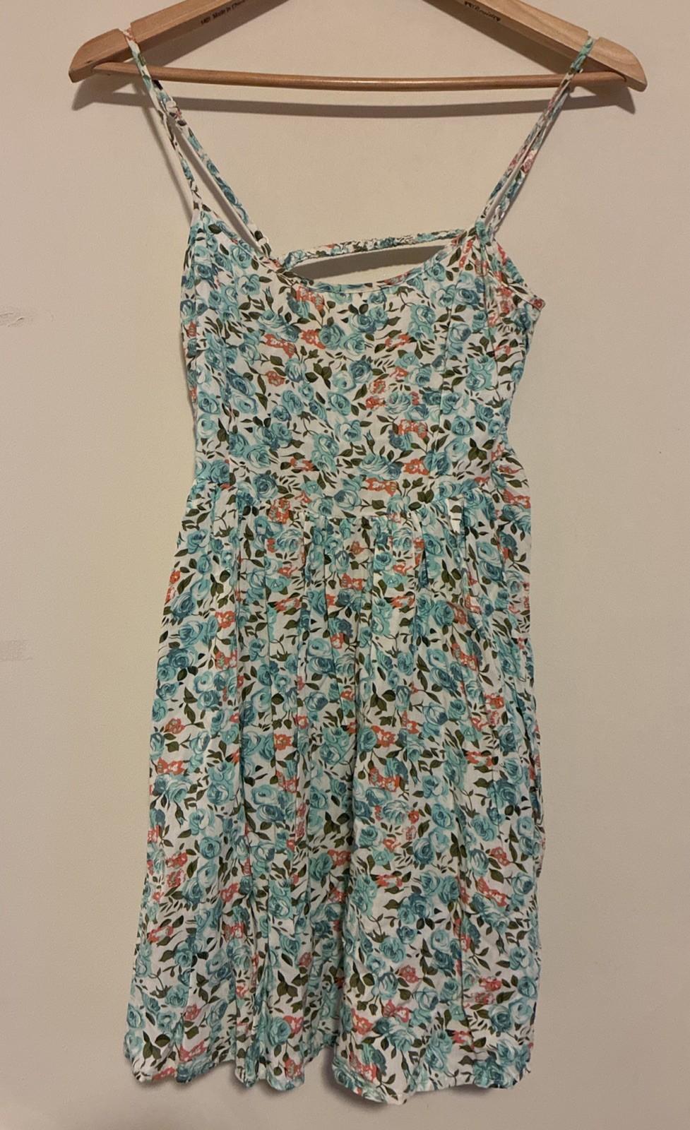 En Creme Floral Boho Teal And Orange Mini Dress – Size S. Strappy Mini spring