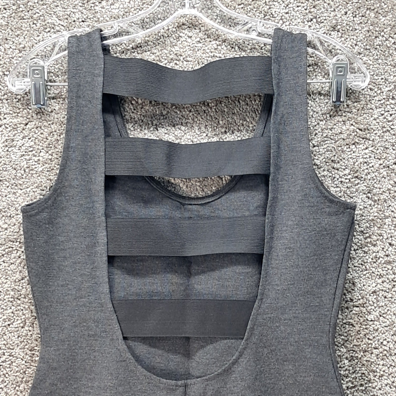 Bold Elements Gray Cut To Curve Open Cage Back Bodycon Midi Dress Small