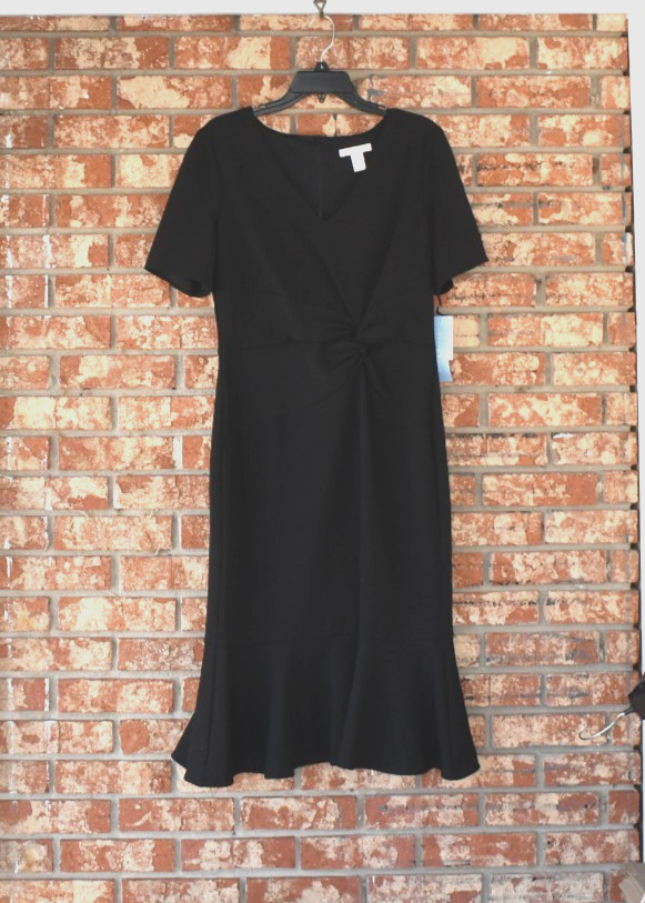 London Times Black Short Sleeve Dress Size 12 NWT